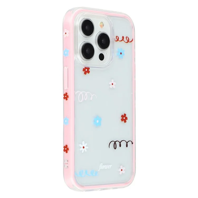 For iPhone 15 Pro Case Sunflower Series TPU + Acrylic Clear Phone Back Cover - Pink
