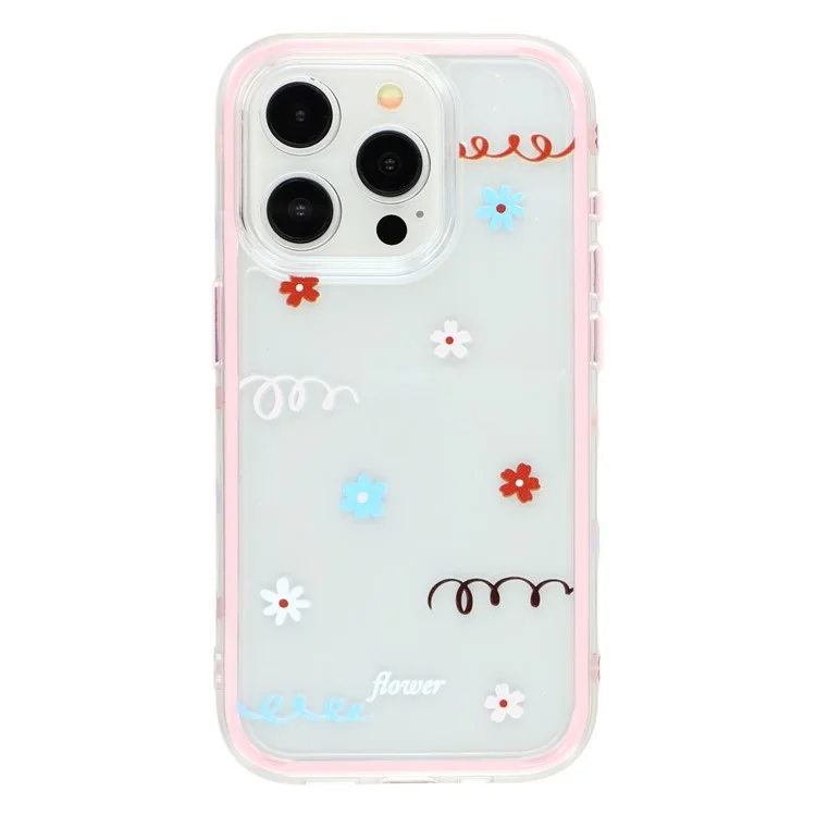 For iPhone 15 Pro Case Sunflower Series TPU + Acrylic Clear Phone Back Cover - Pink