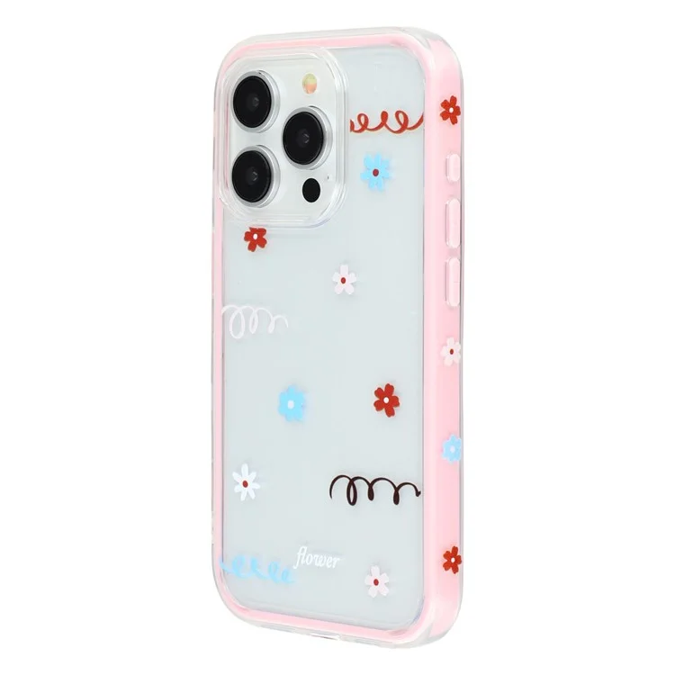 For iPhone 15 Pro Case Sunflower Series TPU + Acrylic Clear Phone Back Cover - Pink