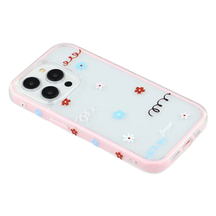 For iPhone 15 Pro Case Sunflower Series TPU + Acrylic Clear Phone Back Cover - Pink