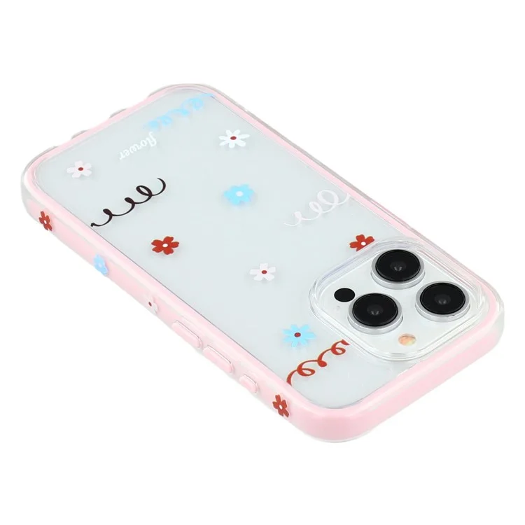 For iPhone 15 Pro Case Sunflower Series TPU + Acrylic Clear Phone Back Cover - Pink