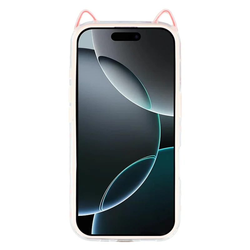 For iPhone 16 Pro Max Case Star Pattern Cat Ear Design TPU + Acrylic Clear Phone Back Cover - Pink