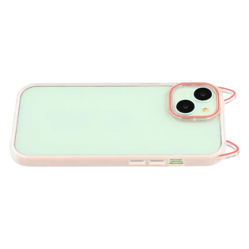 For iPhone 15 Case Cat Ear Design TPU + Acrylic Clear Phone Back Cover - Pink