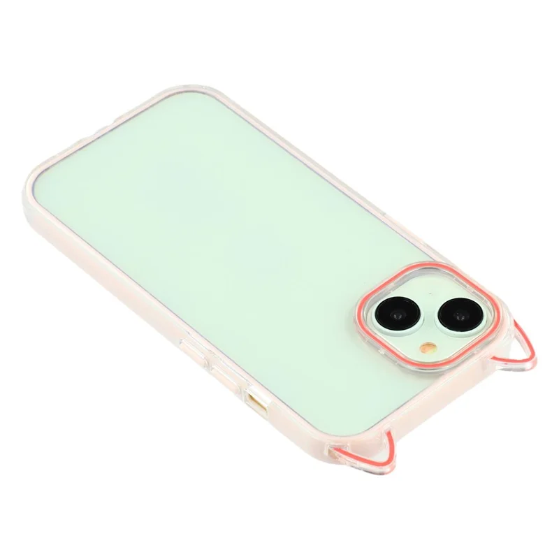 For iPhone 15 Case Cat Ear Design TPU + Acrylic Clear Phone Back Cover - Pink