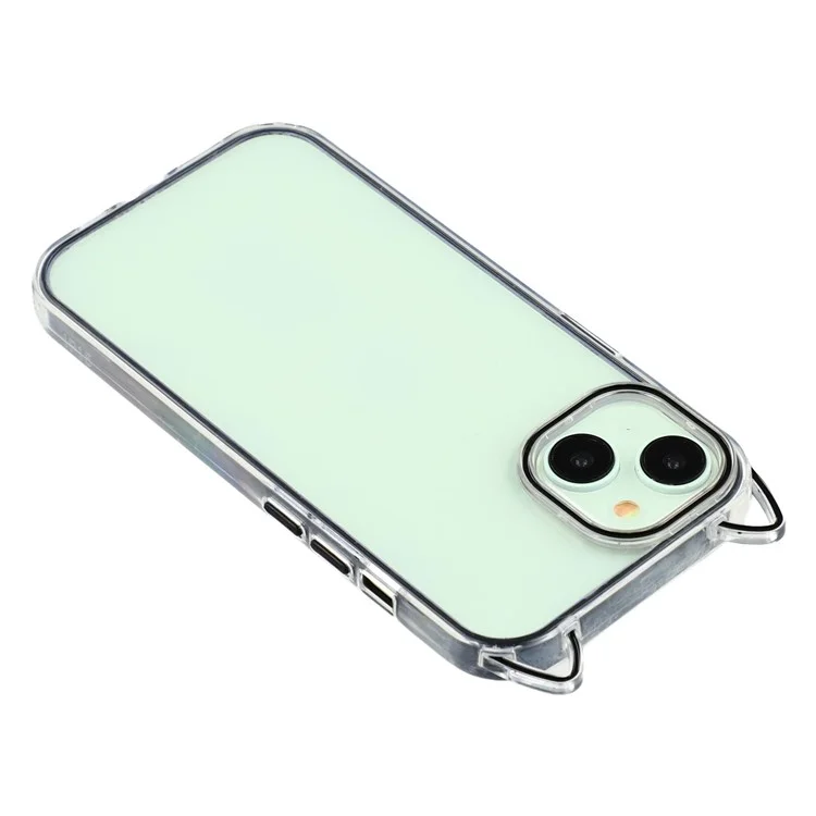 Für iPhone 13 Hülle Katzenohren-Design TPU + Acryl Transparente Handyrückseite - Schwarz