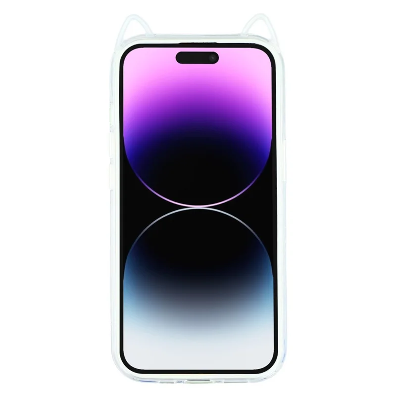 For iPhone 14 Pro Case Cat Ear Design TPU + Acrylic Clear Phone Back Cover - Beige