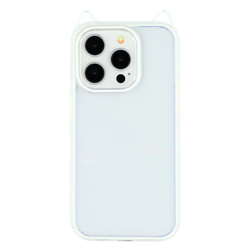 For iPhone 14 Pro Case Cat Ear Design TPU + Acrylic Clear Phone Back Cover - Beige