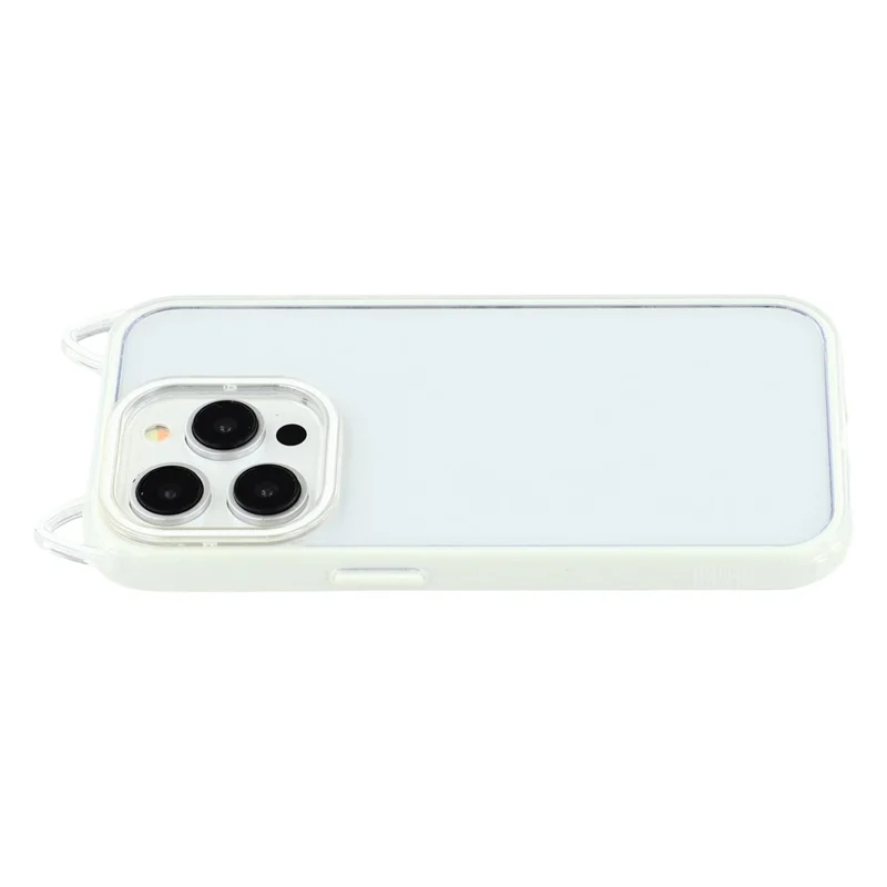 For iPhone 14 Pro Max Case Cat Ear Design TPU + Acrylic Clear Phone Back Cover - Beige