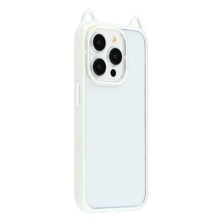 Funda para iPhone 13 Pro Max con Diseño de Orejas de Gato, TPU + Acrílico, Carcasa Transparente - Beige