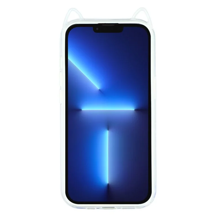 Funda para iPhone 13 Pro Max con Diseño de Orejas de Gato, TPU + Acrílico, Carcasa Transparente - Beige