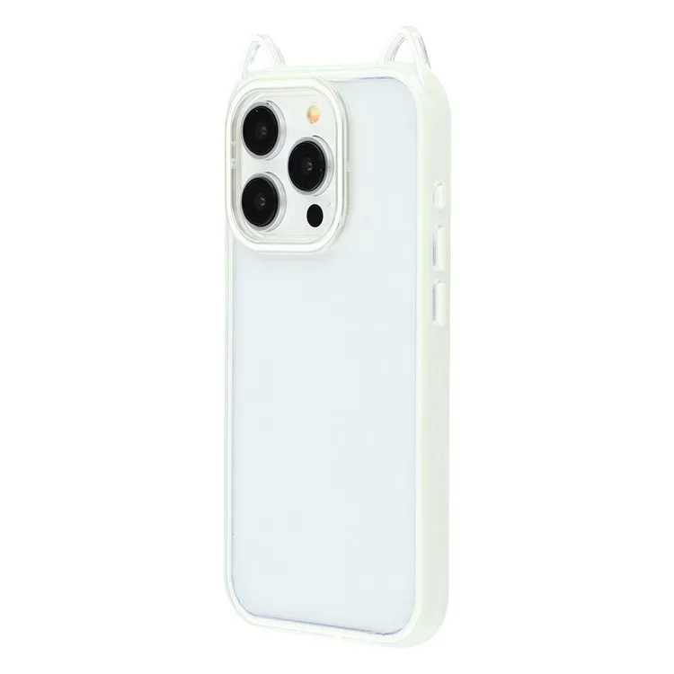 Coque pour iPhone 13 Pro Design Oreilles de Chat TPU + Acrylique Housse Arrière Transparente - Beige