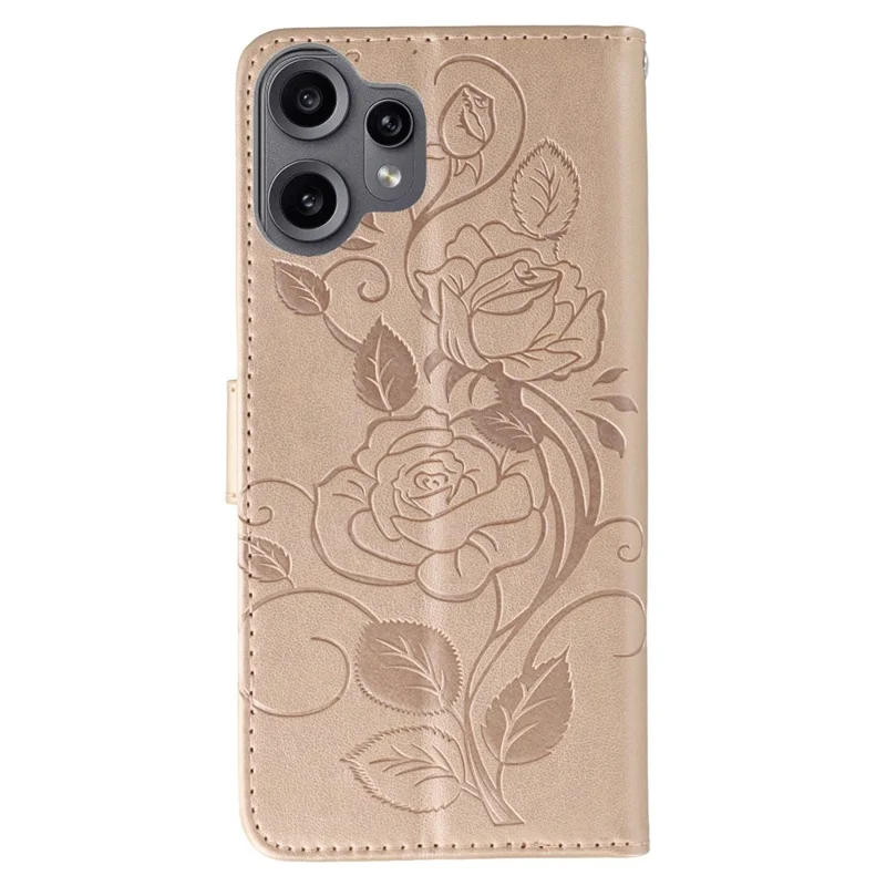 For Nothing CMF Phone 2 Pro  Case Wallet Stand Imprinted Rose Butterfly PU Leather Phone Cover - Rose Gold