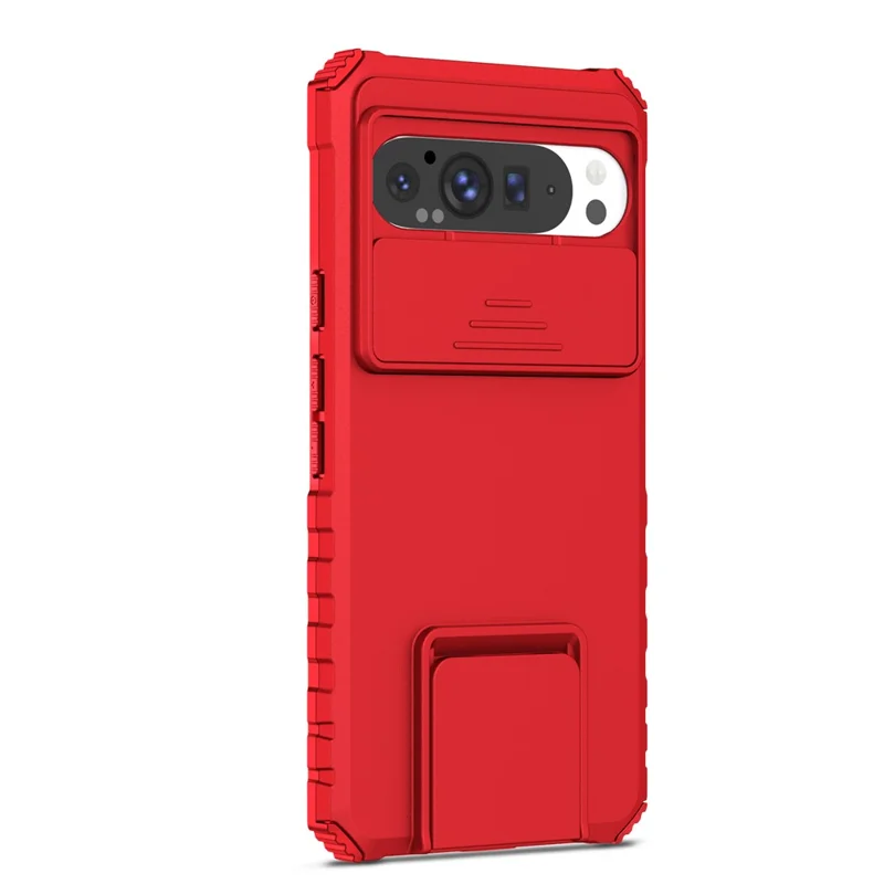 For Google Pixel 9 Pro XL Case Camera Slider PC + TPU Phone Cover with Kickstand - Red