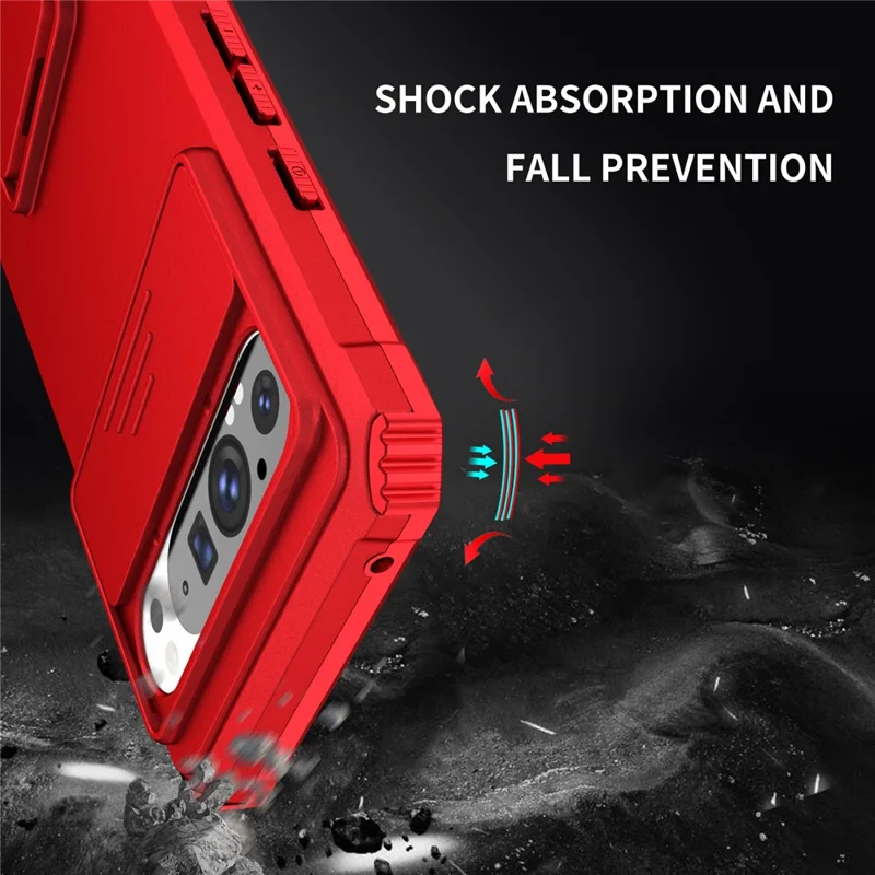For Google Pixel 9 Pro XL Case Camera Slider PC + TPU Phone Cover with Kickstand - Red