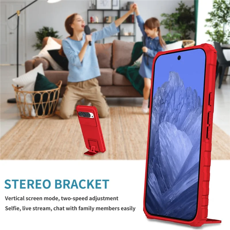 For Google Pixel 9 Pro XL Case Camera Slider PC + TPU Phone Cover with Kickstand - Red