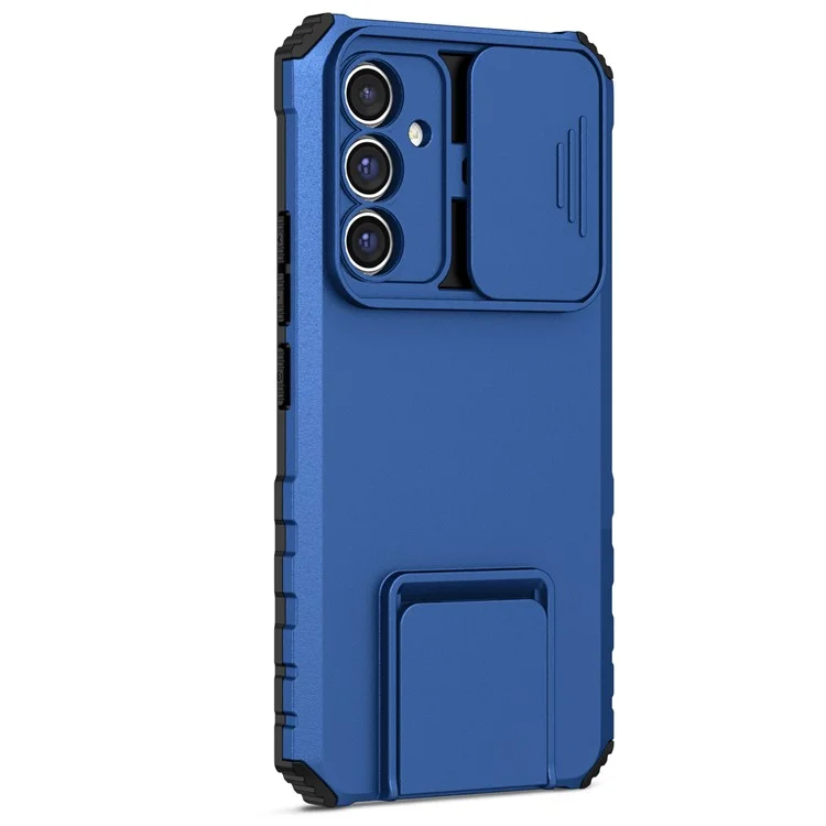 For Samsung Galaxy A36 5G Case Camera Slider PC + TPU Phone Cover with Kickstand - Blue