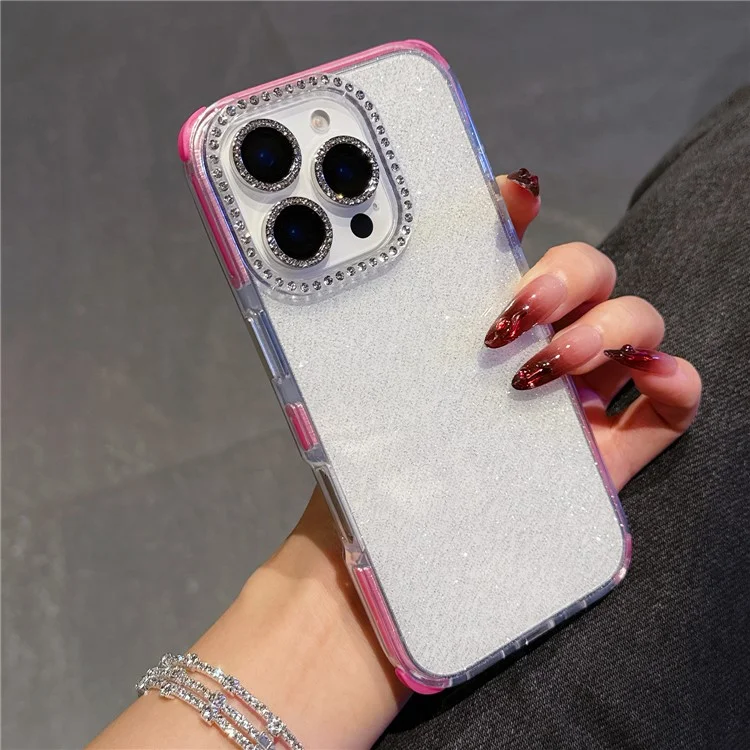 Étui pour iPhone 16 Pro Max Décoré de Strass Brillant TPU Antichoc - Rose