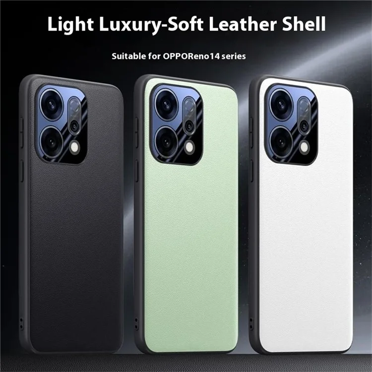 Cover per Oppo Reno14 5G in Pelle PU + PC + TPU - Nero