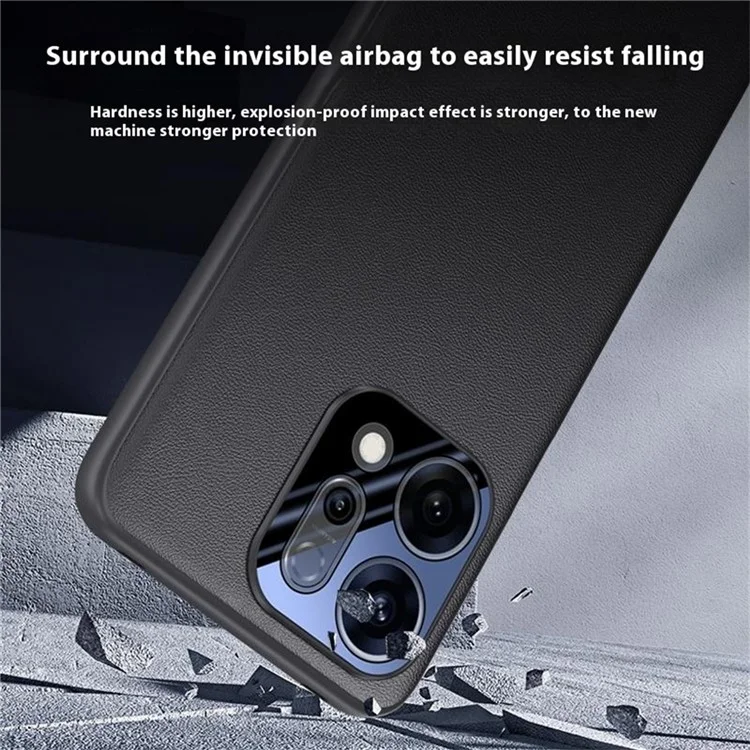 Cover per Oppo Reno14 5G in Pelle PU + PC + TPU - Nero