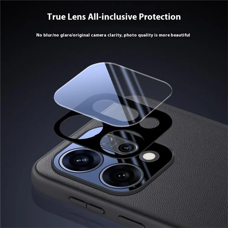 Cover per Oppo Reno14 5G in Pelle PU + PC + TPU - Nero
