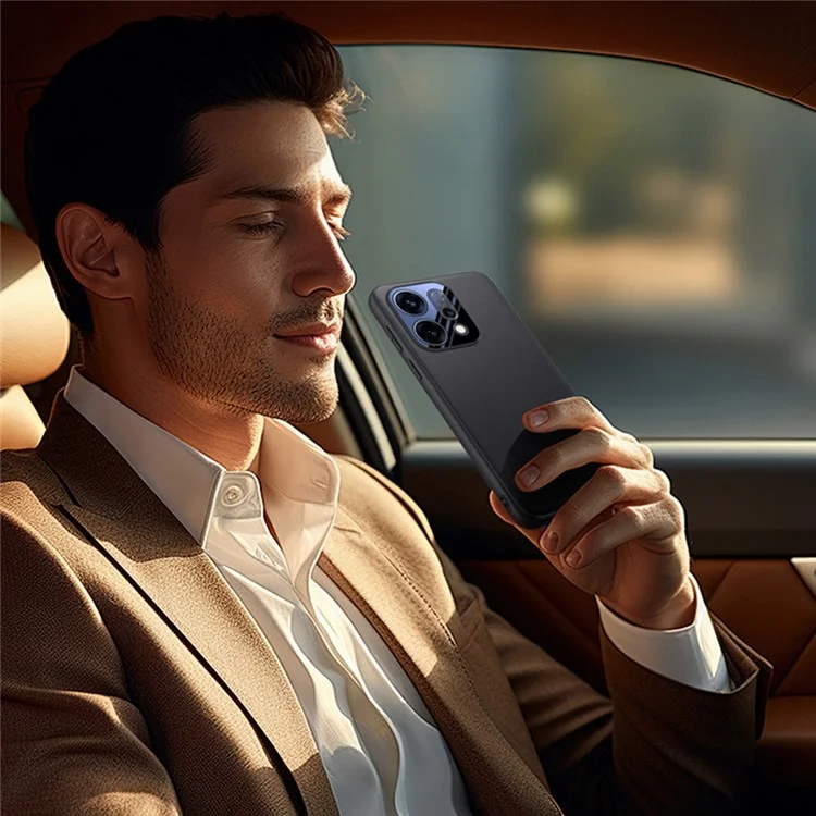 Cover per Oppo Reno14 5G in Pelle PU + PC + TPU - Nero