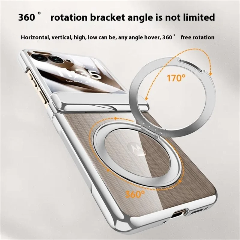 Magnetic Case for Motorola Razr 60 Ultra 5G Kickstand Electroplated PC Phone Cover Built-In Screen Protector - Red