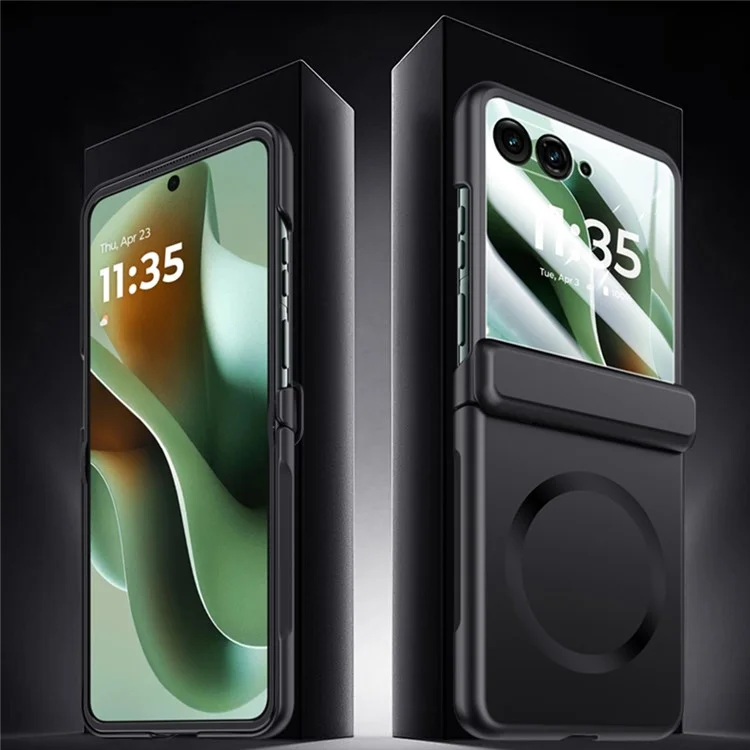 Чехол для Motorola Razr 60 Ultra 5G, совместимый с MagSafe, жесткий ПК-чехол с защитой шарнира, с защитной пленкой для заднего малого экрана - Черный