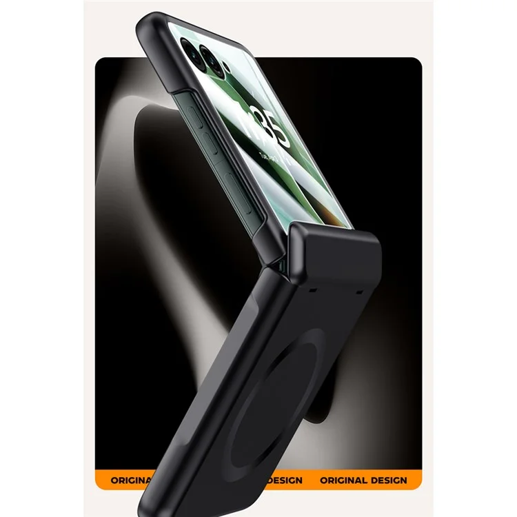 Чехол для Motorola Razr 60 Ultra 5G, совместимый с MagSafe, жесткий ПК-чехол с защитой шарнира, с защитной пленкой для заднего малого экрана - Черный