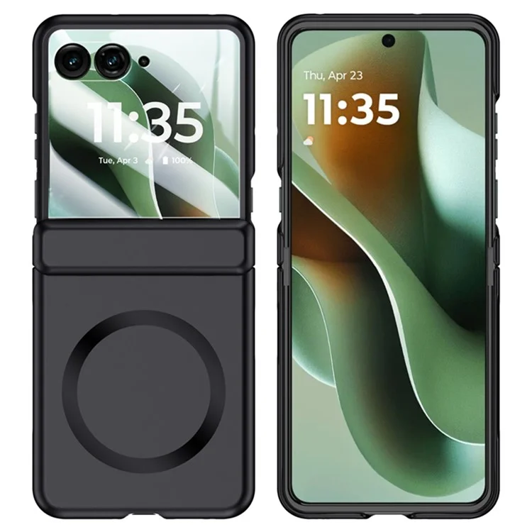 Чехол для Motorola Razr 60 Ultra 5G, совместимый с MagSafe, жесткий ПК-чехол с защитой шарнира, с защитной пленкой для заднего малого экрана - Черный