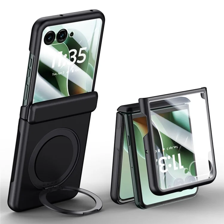 Capa para Motorola Razr 60 Ultra 5G Compatível com MagSafe com Suporte, Acabamento Skin Touch em PC, com Protetor de Tela Integrado - Preto