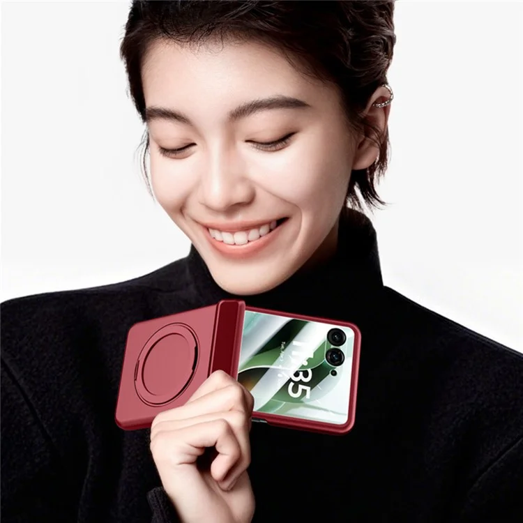 Capa para Motorola Razr 60 Ultra 5G Compatível com MagSafe com Suporte, Acabamento Skin Touch em PC, com Protetor de Tela Integrado - Preto