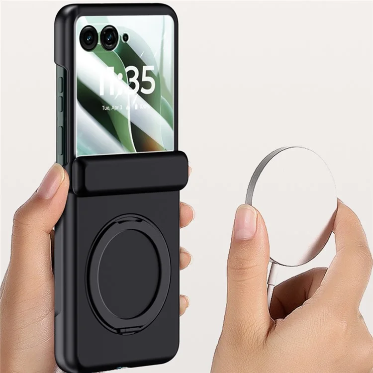 Capa para Motorola Razr 60 Ultra 5G Compatível com MagSafe com Suporte, Acabamento Skin Touch em PC, com Protetor de Tela Integrado - Preto