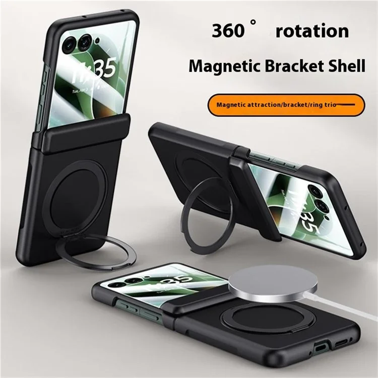 Capa para Motorola Razr 60 Ultra 5G Compatível com MagSafe com Suporte, Acabamento Skin Touch em PC, com Protetor de Tela Integrado - Preto