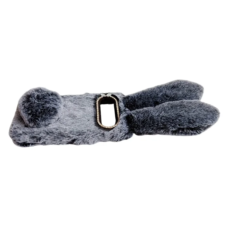 For Google Pixel 10 / Pixel 10 Pro Case Plush Cute Bunny Winter Fluffy TPU Phone Cover - Dark Grey