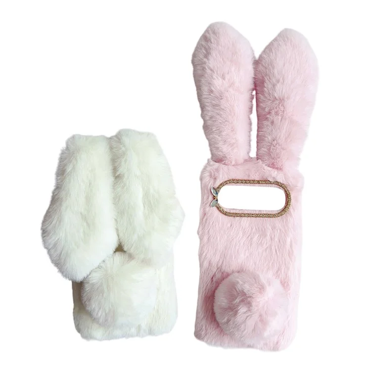 For Google Pixel 10 / Pixel 10 Pro Case Plush Cute Bunny Winter Fluffy TPU Phone Cover - Dark Grey