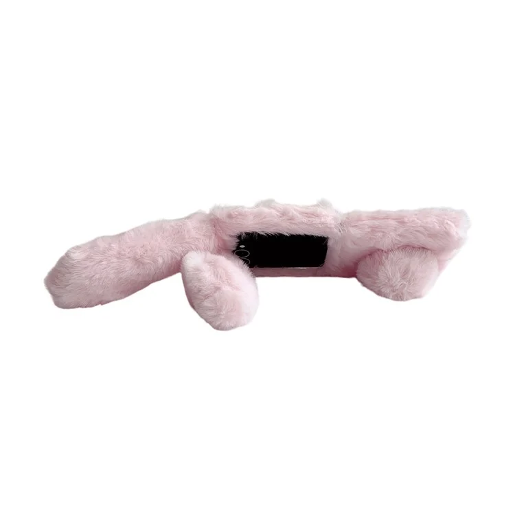 Funda para Samsung Galaxy Z Flip7 5G con orejas de conejo y peluche de invierno Cubierta de teléfono dura de PC - Rosa