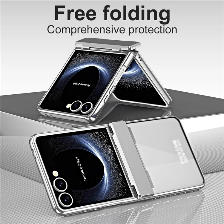 Für Samsung Galaxy Z Flip7 5G Hülle Elektrolytische PC Klapp-Handyhülle - Silber