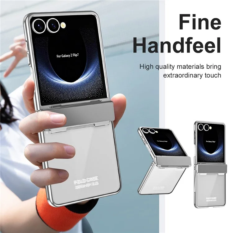 Für Samsung Galaxy Z Flip7 5G Hülle Elektrolytische PC Klapp-Handyhülle - Silber