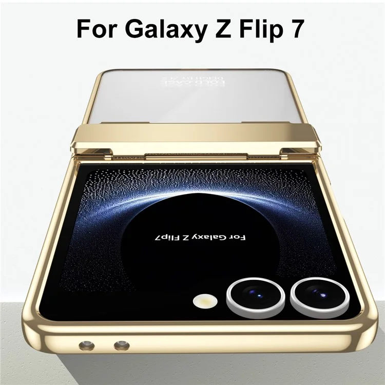 Funda de electrochapado para Samsung Galaxy Z Flip7 5G con protector de pantalla - Dorado