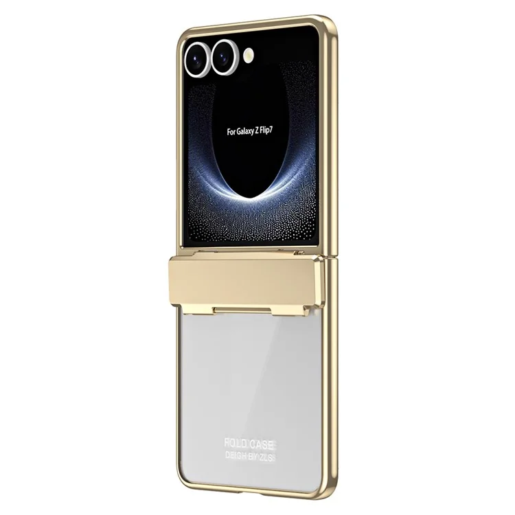Funda de electrochapado para Samsung Galaxy Z Flip7 5G con protector de pantalla - Dorado