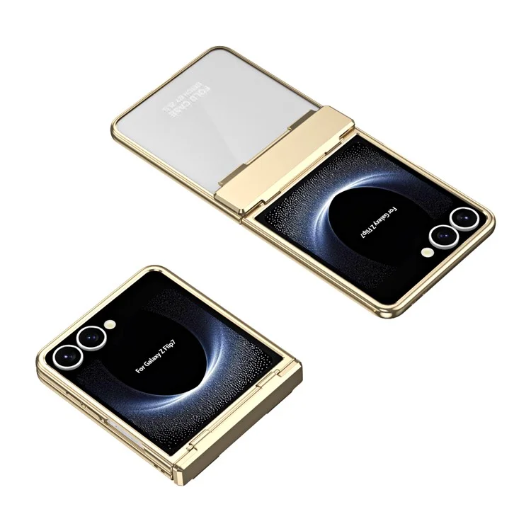 Funda de electrochapado para Samsung Galaxy Z Flip7 5G con protector de pantalla - Dorado