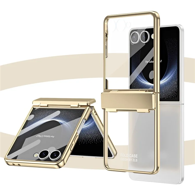 Funda de electrochapado para Samsung Galaxy Z Flip7 5G con protector de pantalla - Dorado