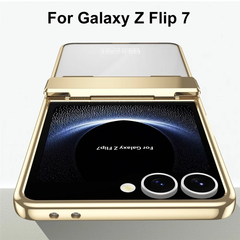 For Samsung Galaxy Z Flip7 5G Case Electroplating PC Folding Phone Cover with Screen Protector - Black