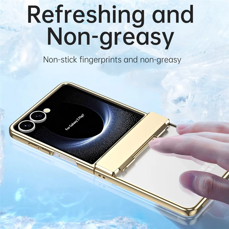 For Samsung Galaxy Z Flip7 5G Case Electroplating PC Folding Phone Cover with Screen Protector - Black