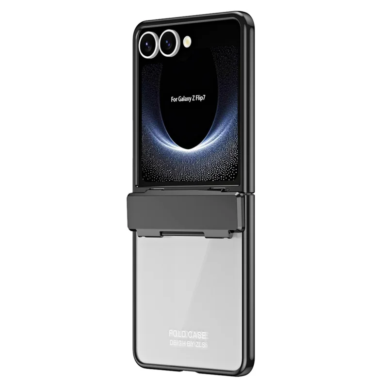 For Samsung Galaxy Z Flip7 5G Case Electroplating PC Folding Phone Cover with Screen Protector - Black