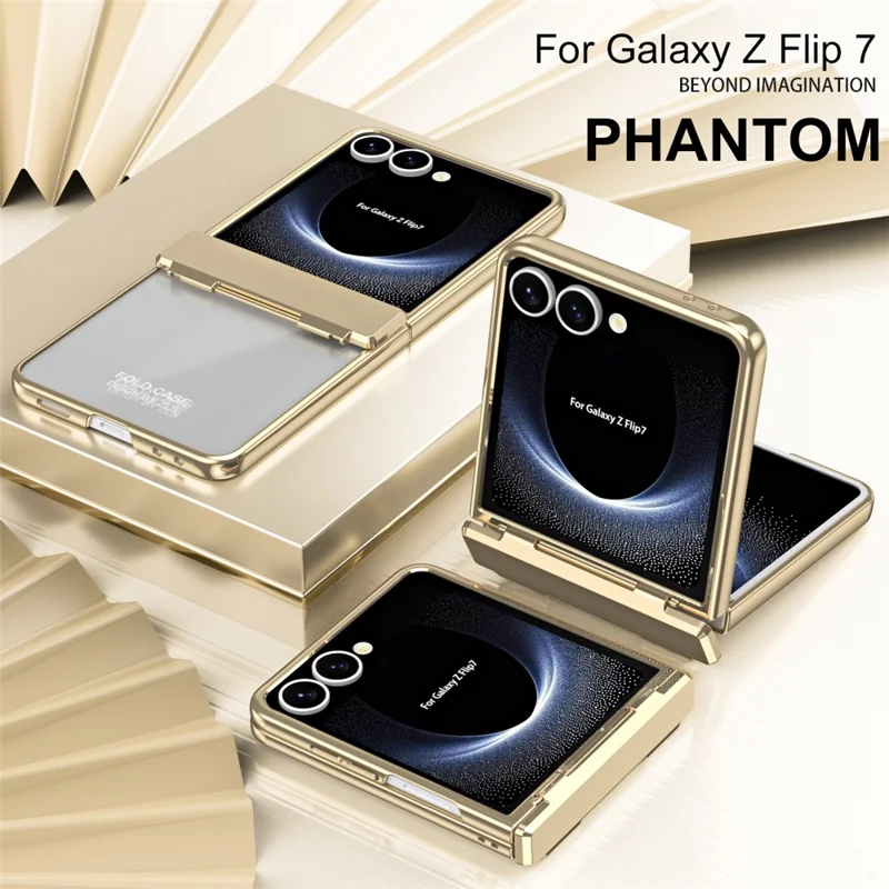 For Samsung Galaxy Z Flip7 5G Case Electroplating PC Folding Phone Cover with Screen Protector - Black
