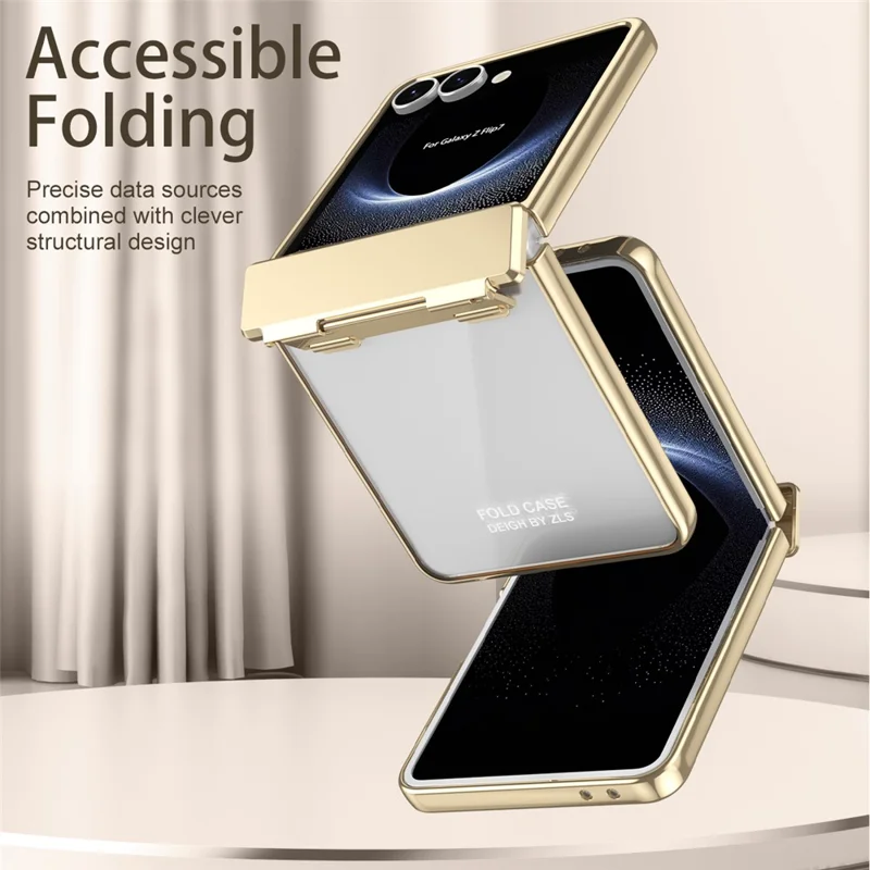 For Samsung Galaxy Z Flip7 5G Case Electroplating PC Folding Phone Cover with Screen Protector - Black