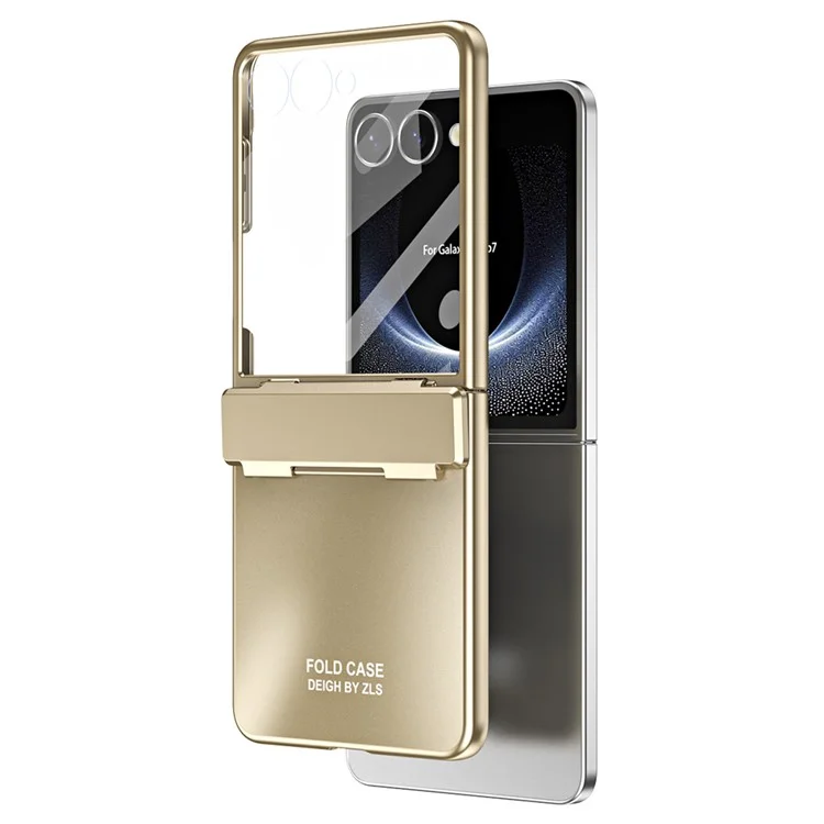 Funda Electrochapada Dura de PC para Samsung Galaxy Z Flip7 5G con Protector de Pantalla - Oro