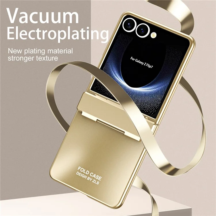 Funda Electrochapada Dura de PC para Samsung Galaxy Z Flip7 5G con Protector de Pantalla - Oro