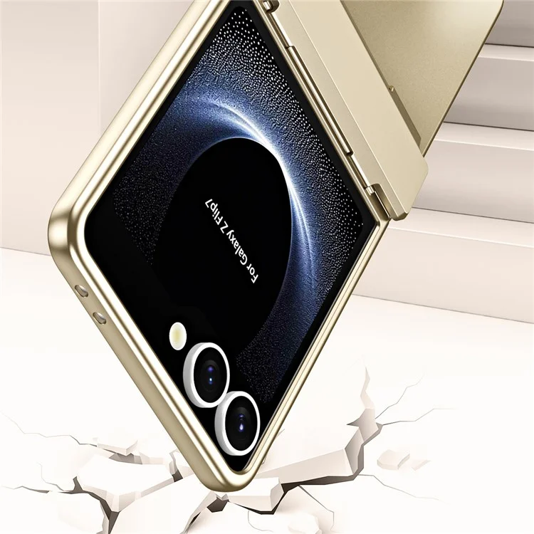 Funda Electrochapada Dura de PC para Samsung Galaxy Z Flip7 5G con Protector de Pantalla - Oro